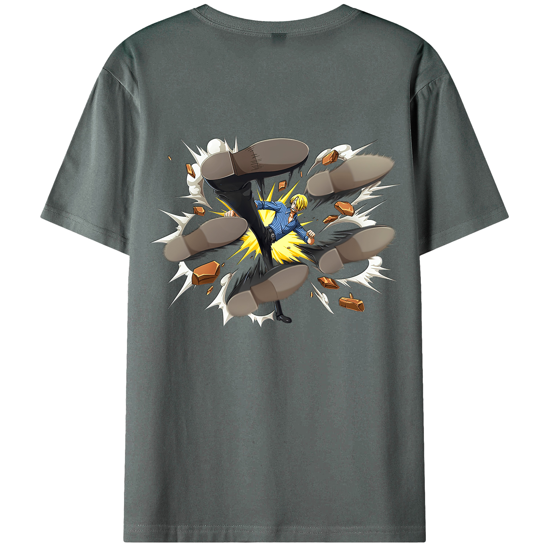 （画像用） ワンピース サンジ ONE PIECE Sanji 綿100％ メンズ半袖Tシャツ（バックプリント） 通気性